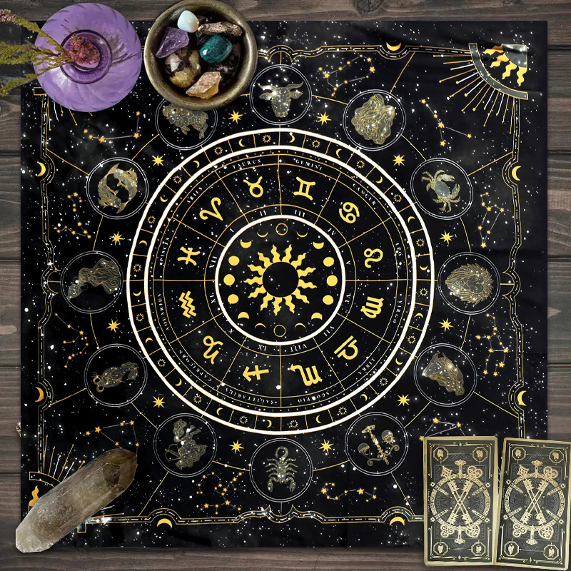 Cross-Border Best-Selling Tarot Starry Sky Moon Phase Decorative Tablecloth, Non-Slip, Easy-Care Diatomaceous Earth Board Game Card Game Table Mat