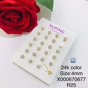 24k color plated 4mm six claws, 12 pairs per card