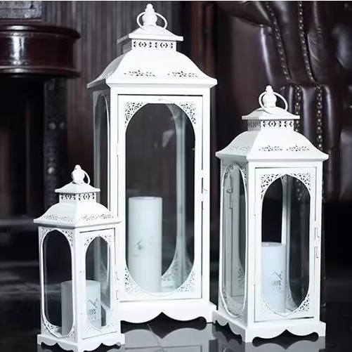 Estilo Europeo retro candelero hierro viento lámpara cristal boda piso camino plomo decoración suave metal vela titular