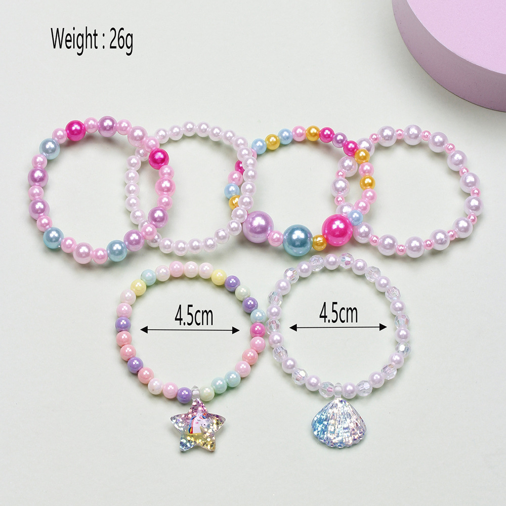 Sweet Rainbow Heart Shape Plastic Beaded Bracelets