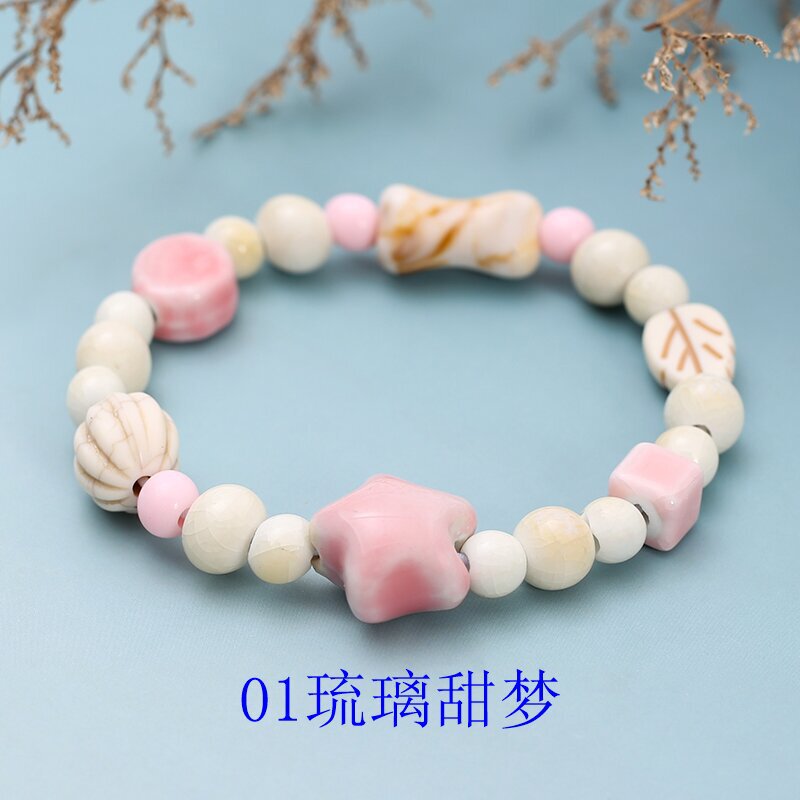 Jingdezhen Ceramic Bracelet, Macaron Fresh Ocean Style, Student Best Friend Gift, Versatile Small Accessory