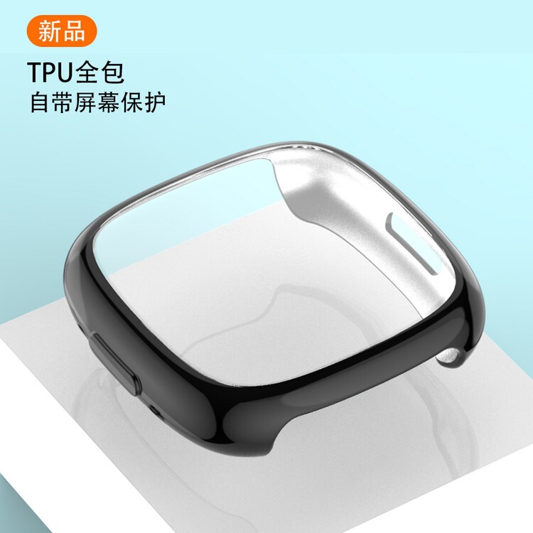 For fitbit versa4 All-inclusive Electroplated TPU Soft Protection Smart Watch Case sense2 Drop-resistant Free Film
