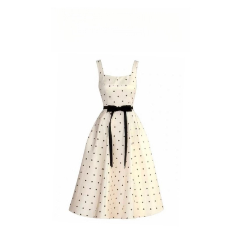 Ms Xidu Heartbeat Polka Dot/French Retro Slimming Waist Design Elegant A-Line Dress