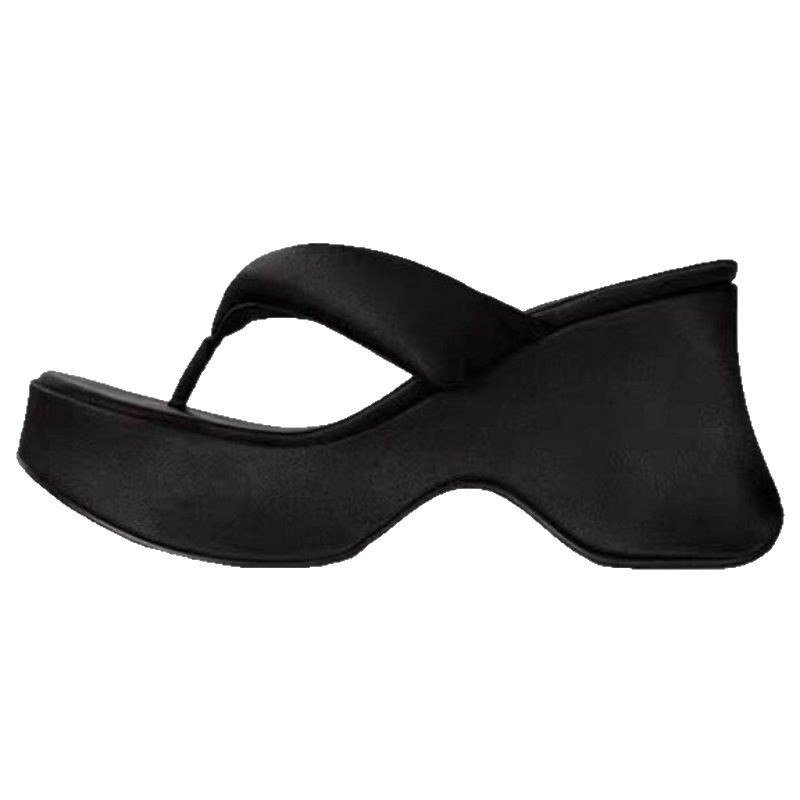 Chanclas pequeñas sandalias de tacón de cuña para mujer, bizcocho de verano, zapatillas de playa casuales de tacón alto de suela gruesa