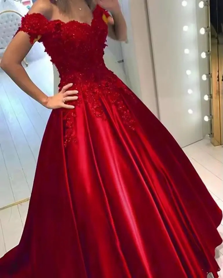 Vestido de noche elegante y gracioso con encaje, estilo europeo y americano, para comercio exterior, Amazon, AliExpress, Wish, nuevo, con hombros descubiertos y corte en A. image 5