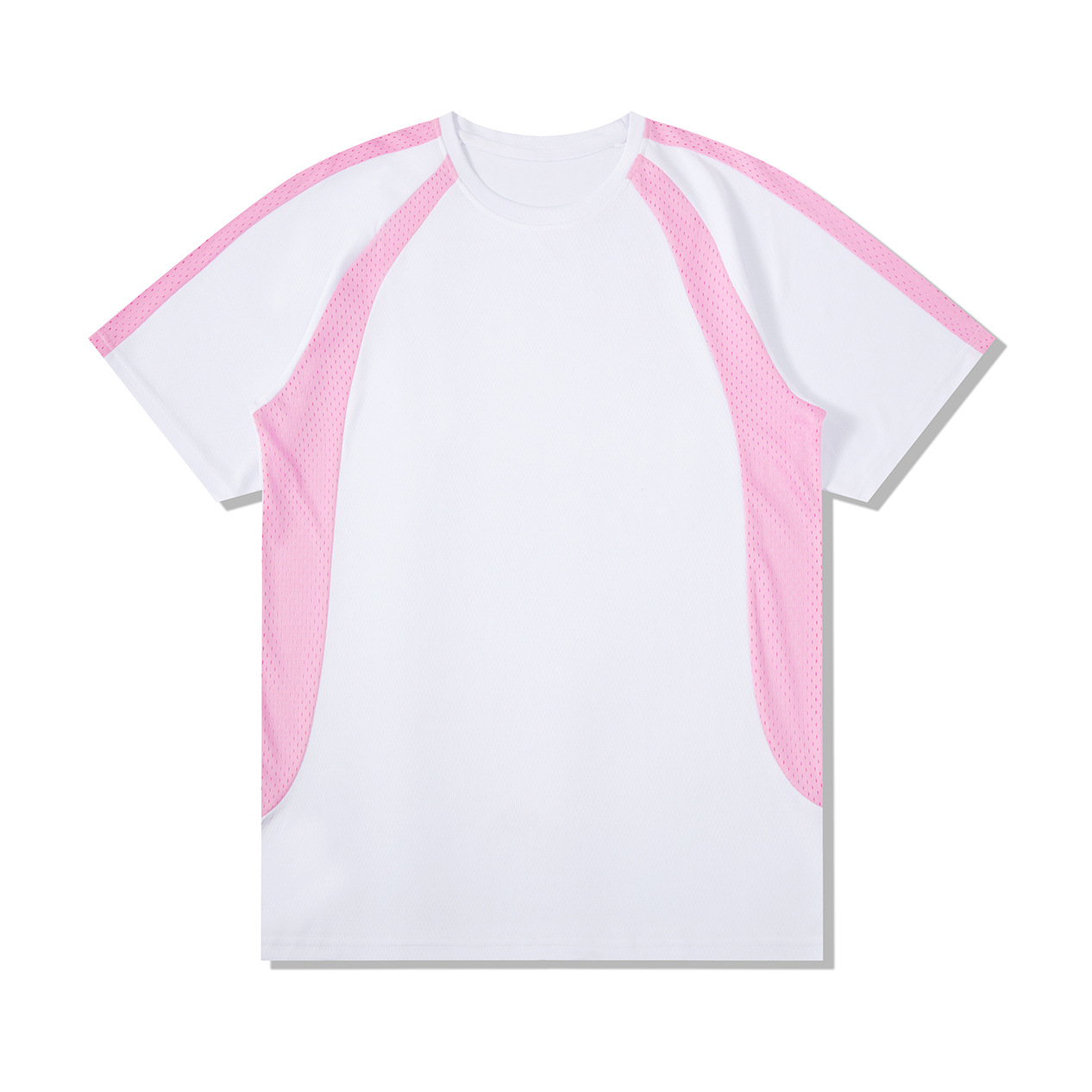 Hombre deportivo ocio mangas cortas T gran agujero de ventilación color combinado ropa de trabajo de secado rápido impresión logotipo camiseta ropa deportiva fitness