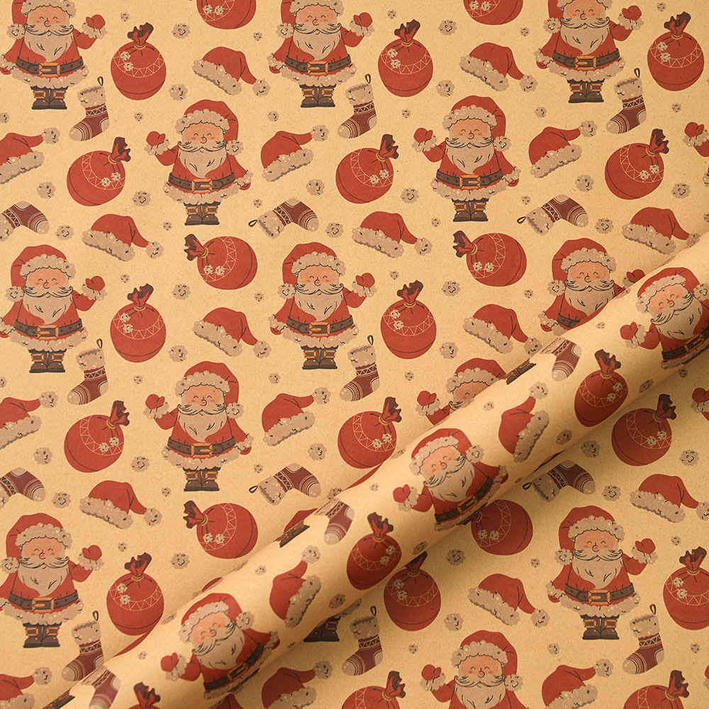 Amazon nuevo papel kraft retro caja de regalo de Navidad letras Papá Noel regalo papel de regalo al por mayor