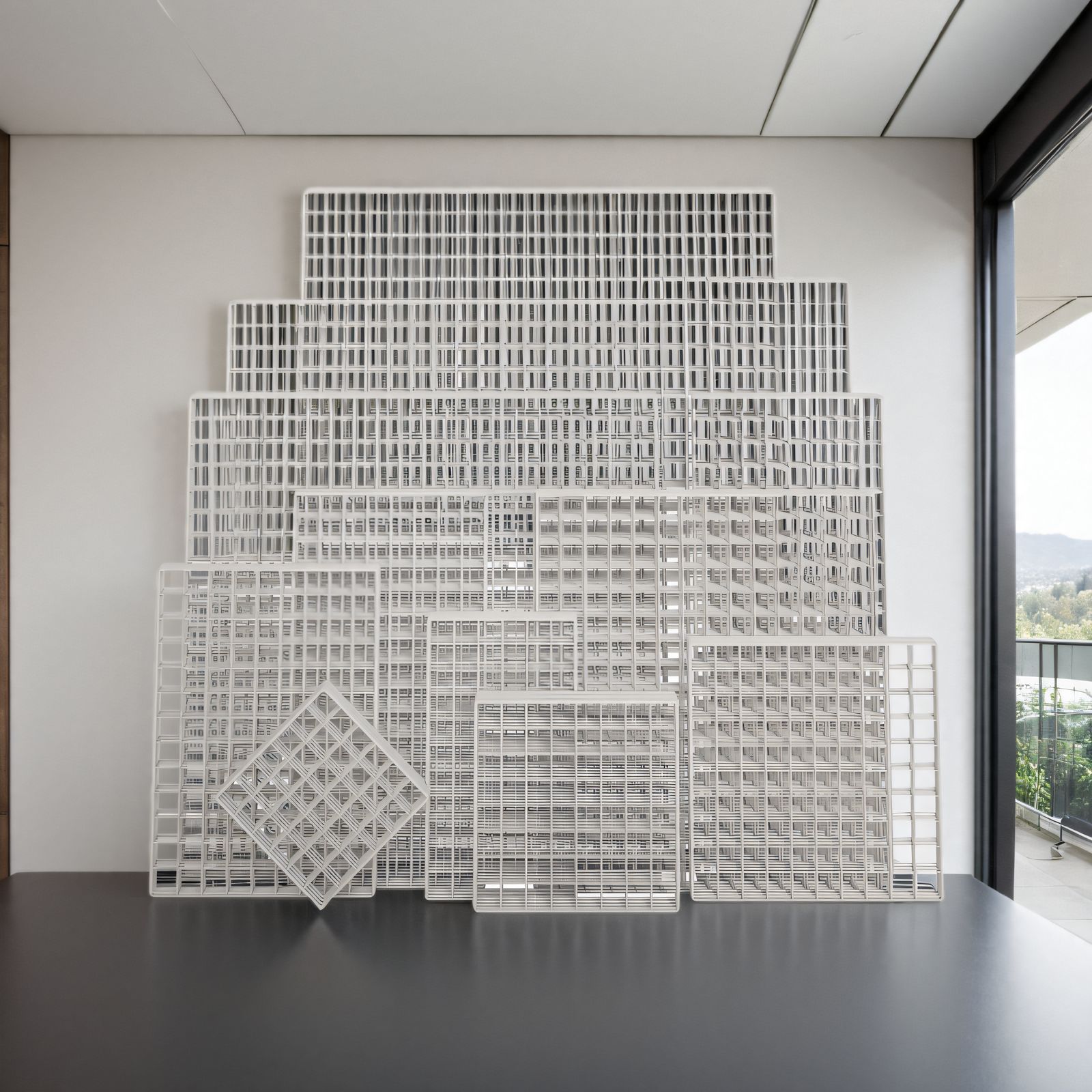 网格片展示架白色加粗铁丝幼儿园照片墙娃娃墙置物收纳挂篮网格架