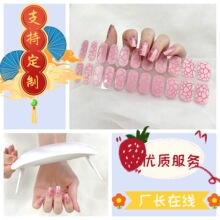 跨境爆款凝胶美甲贴珠光UV半固化光疗欧美指甲贴烤灯光照贴纸复古