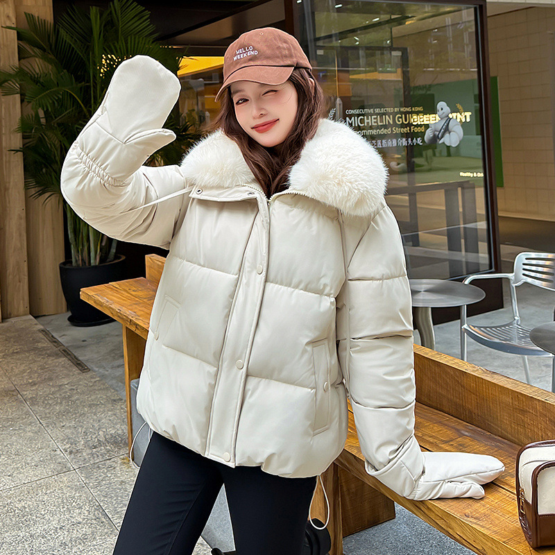 2025 comercio exterior nuevo estilo coreano guantes cortos sueltos ropa de algodón mujer cálida con capuchón grueso chaqueta de algodón