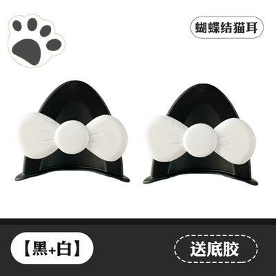 Car Motorcycle Decoration Accessories, Motosiklet dəbilqələri - cat-ear-bow-black-white-comes-with-traceless-glue