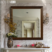 BOLEN美式欧式带框浴室镜卫生间洗手间壁挂定制高清化妆镜子批发
