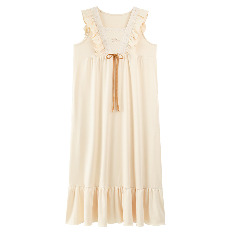 7A camisón de algodón antibacteriano para mujer verano sexy falda de tirantes sin mangas chaleco suelto de talla grande vestido de pijama de maternidad