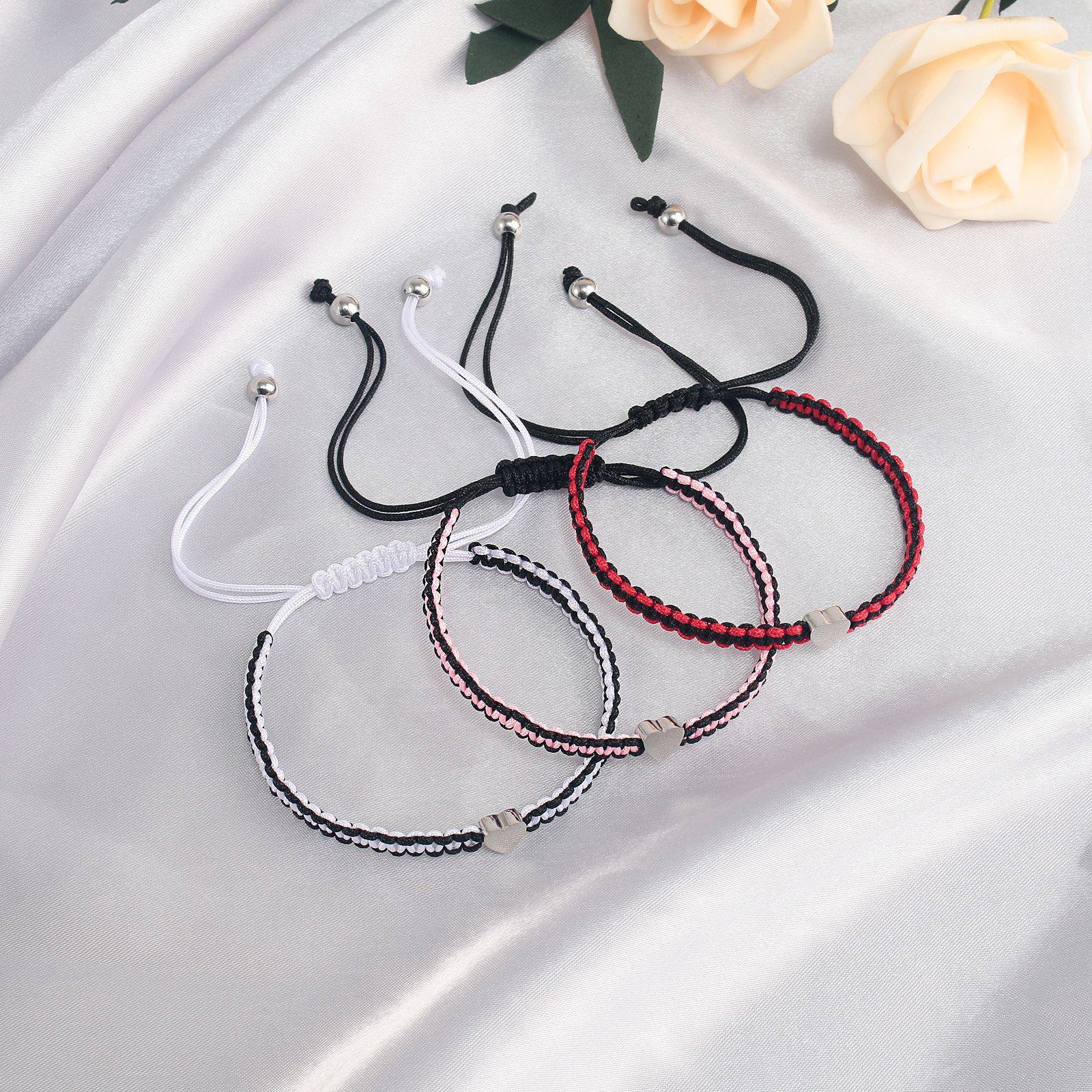 1 Piece Simple Style Heart Shape Stainless Steel Nylon Unisex Bracelets