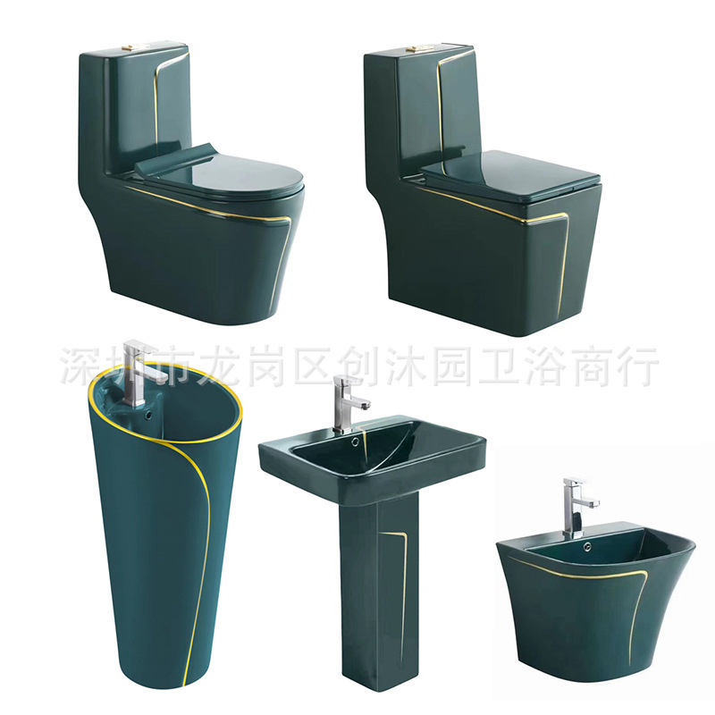 Exportación de comercio exterior Inodoro de color Inodoro de cerámica Fila de piso Fila de asiento de pared Inodoro directo/sifón toilet