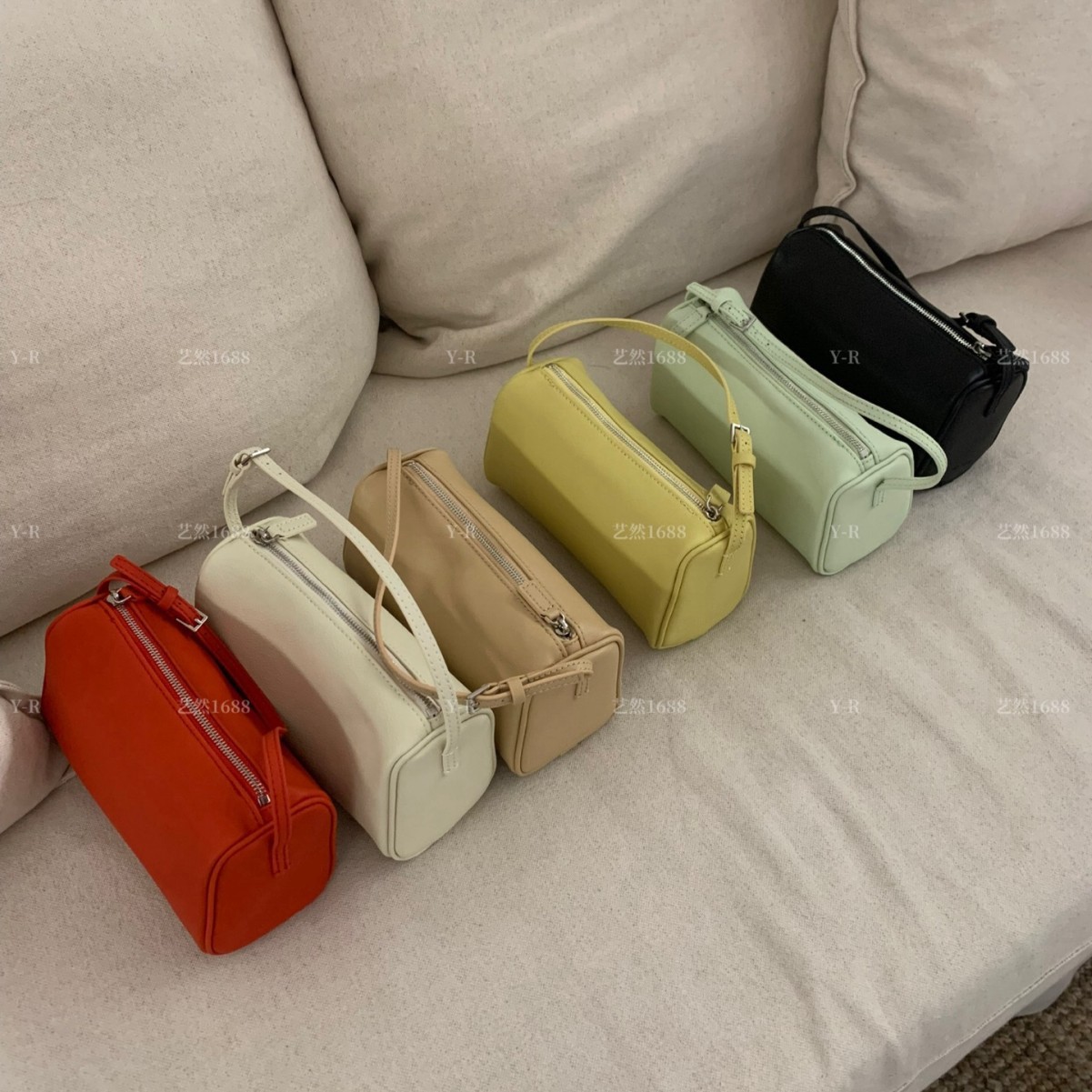 New Row Pencil Case Style Luxury Genuine Leather Women's Boston Bag Handbag Shoulder Crossbody Bag - Thumbnail 4