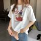 Shoulder cotton short-sleeved T-shirt women's summer thin 2024 New loose white T-shirt slimming half-sleeve shirt fashion