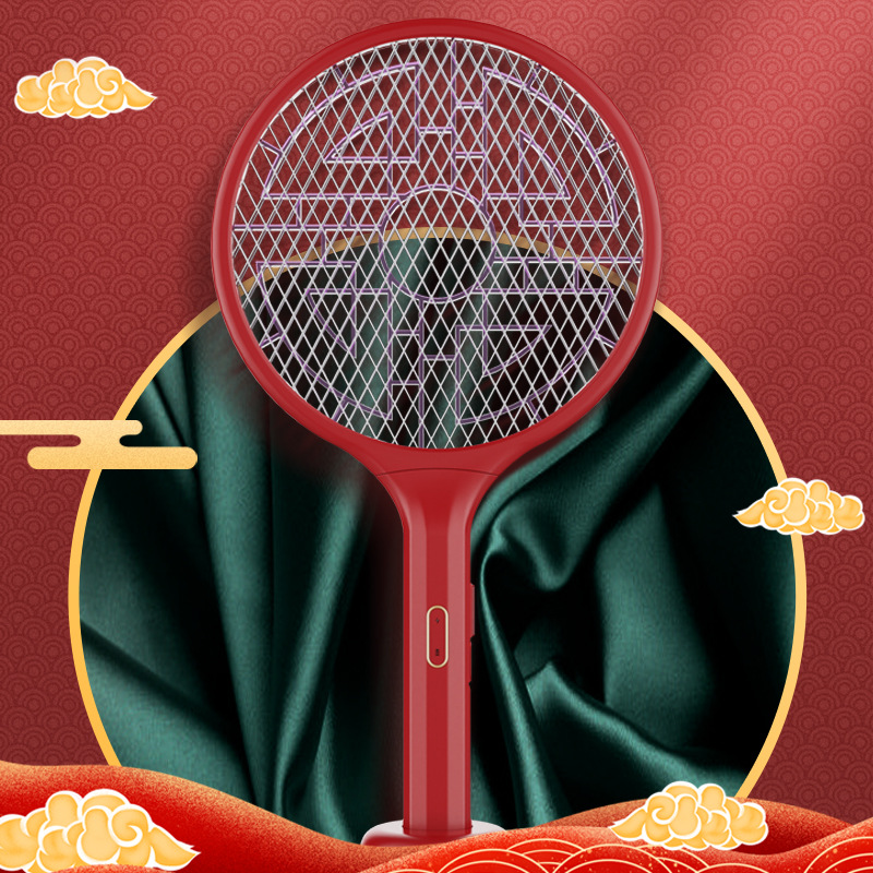 爆款国潮风电蚊拍灯二合一USB充电式灭蚊拍家用诱蚊LED静音电击|ms