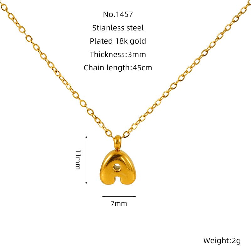 Moda europea y americana, temperamento simple, nuevo colgante de 26 letras inglesas, collar de letras de burbujas mini dorado de acero inoxidable