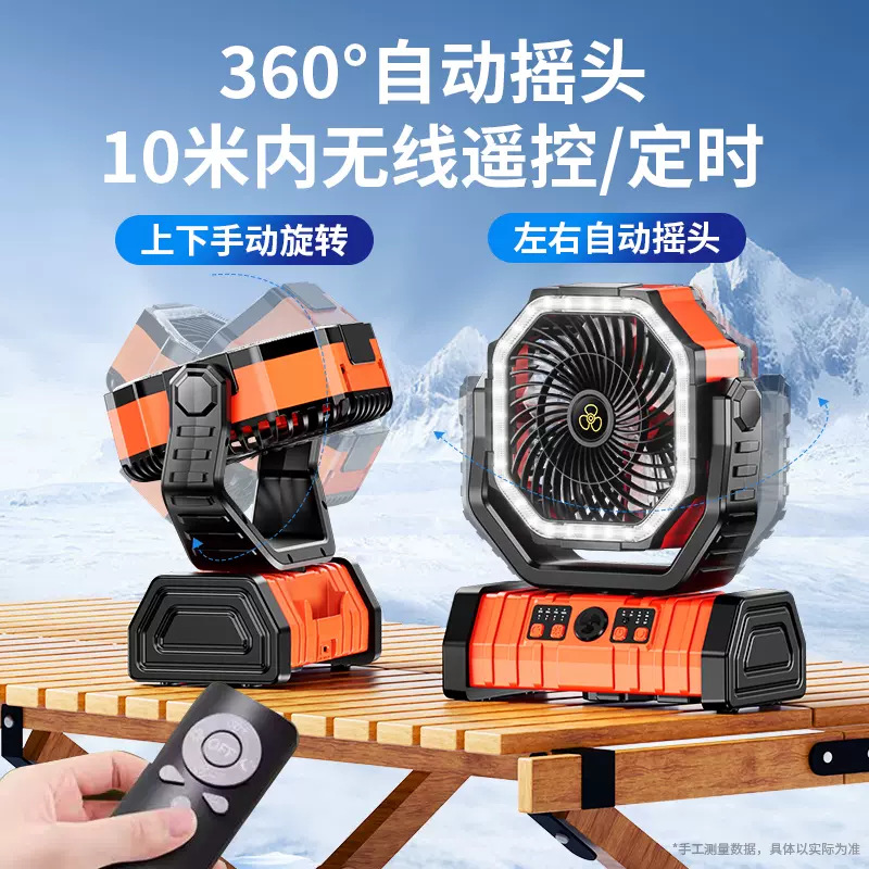 Nuevo ventilador eléctrico recargable de campamento al aire libre de larga duración portátil de gran capacidad para dormitorios de estudiantes montados en automóviles viento de pesca