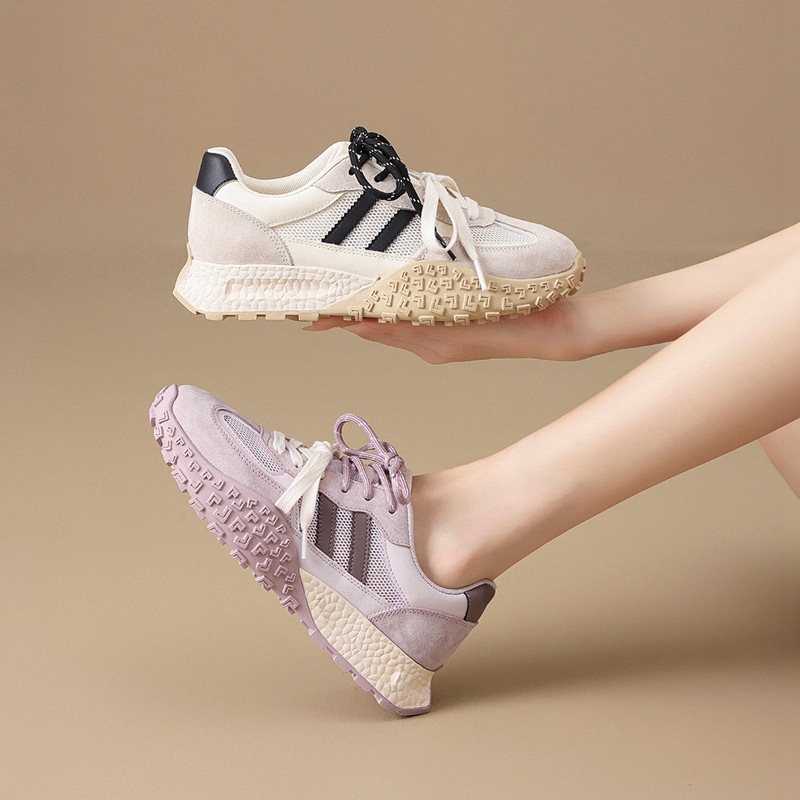 Giày sneaker nữ đế dày mesh thoáng khí phong cách cổ điển — Màu tím khoai môn KS129E