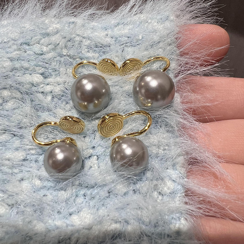 Strong light retro fever same style Shijia Pearl S925 sterling silver ear clip earrings mosquito coil disc ear clip for women without pierced ears