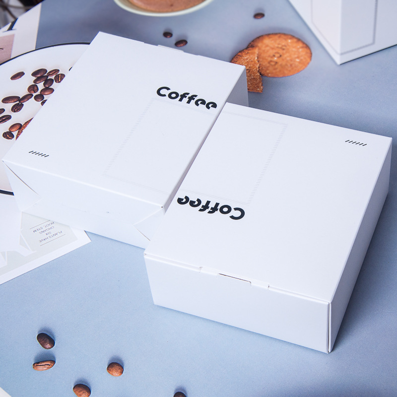 新款简约钢印纹白底黑字coffee咖啡盒  5包/10包装咖啡外盒