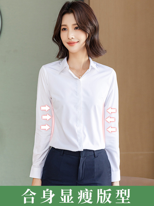 女性の長袖ビジネス通気性高弾性会社服夏服フォーマルシャツシャツ竹繊維工場出荷|undefined