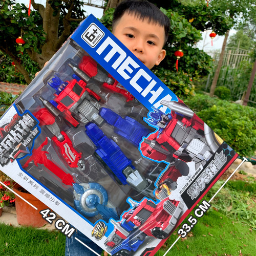 Children's large transforming robot model toy car Wasp Optimus transforming car boy model toy