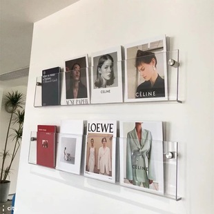 Wall Bookshelf Simple Wall Hanging Living Room Storage Rack Acrylic Transparent Picture Book Rack Magazine Rack Storage Wall Hanging