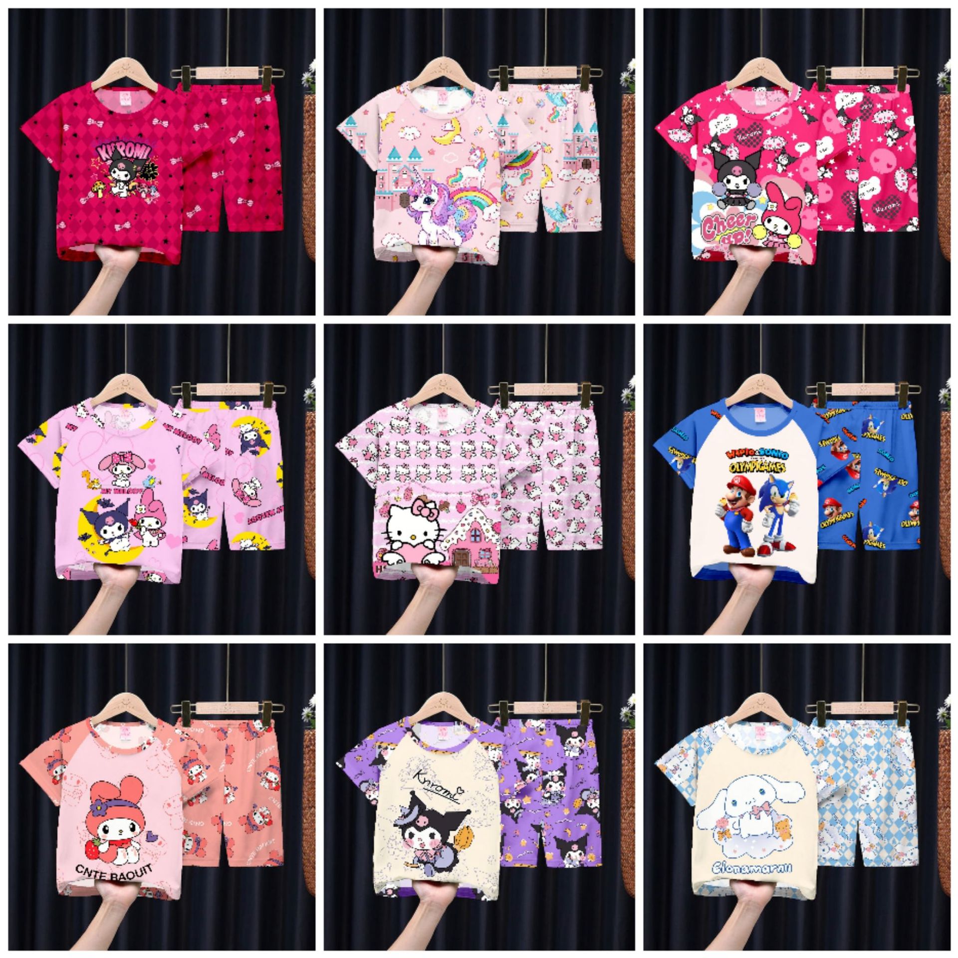 Boys' Pajamas Summer Short-sleeved Children's Pajamas Boys' Cartoon Girls' Middle and Big Children's Thin Home Clothes Set