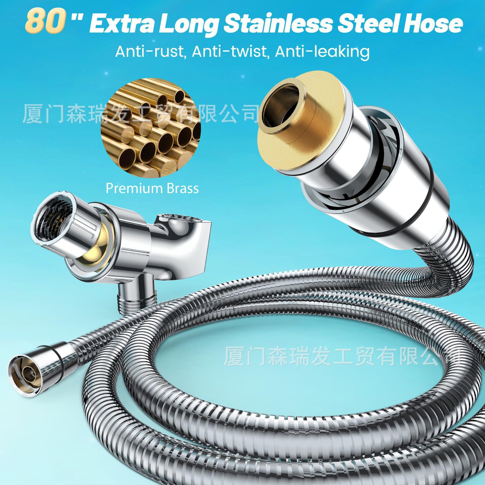 Juego de Ducha Europeo Transfronterizo de 8 Funciones con Presión, Cabezal de Ducha de Lluvia, Ducha de Mano