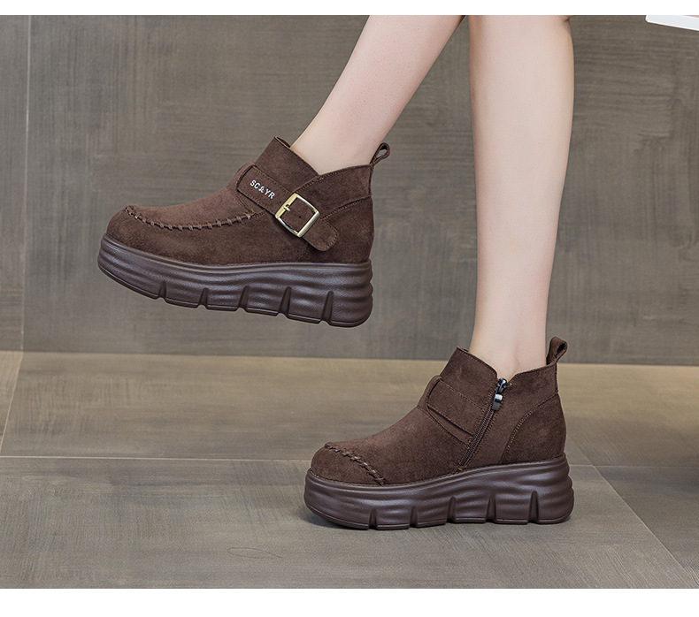 Giày boot nữ cổ cao đế dày tăng chiều cao phong cách Anh quốc cổ điển — M2961 màu đen, Lạc đà M2961, M2961 màu nâu, M2961 màu vàng chi tiết 26