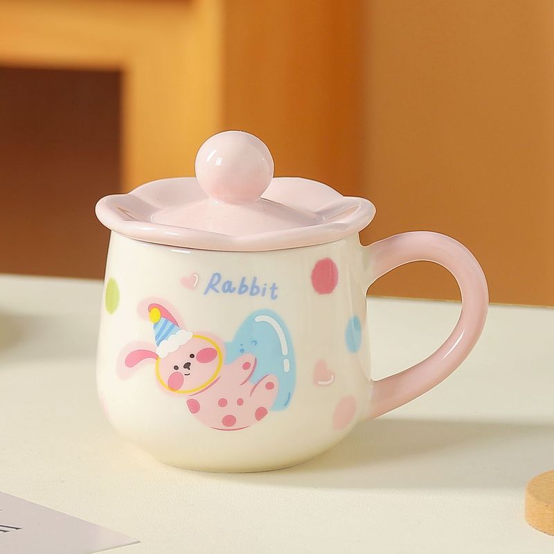 蓋付きのかわいい漫画のセラミックマグ、新鮮で見栄えの良い朝食ミルクカップ、オフィスコーヒーカップ、お土産|undefined