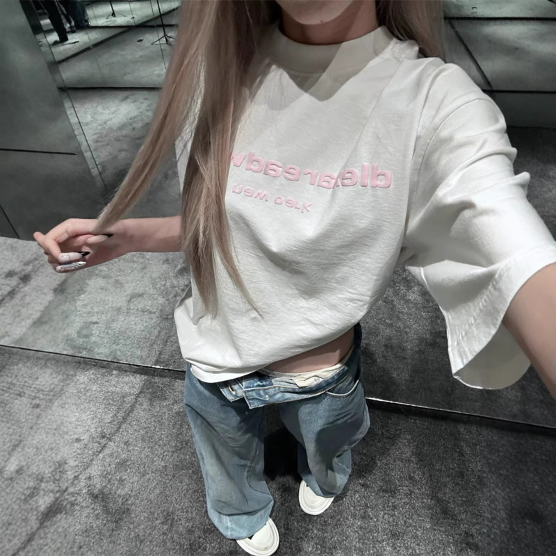 Nanyou Quality 26 Early Spring New Style Logo Letter Print Foam Logo Round Neck Short-Sleeved T-Shirt for Men and Women