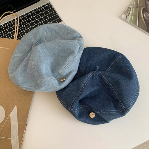 Women's Summer Jeans Bucket Hat Korean Version Versatile Face-Smaller Artist Hat Large Circumference Hat Instagram Trendy