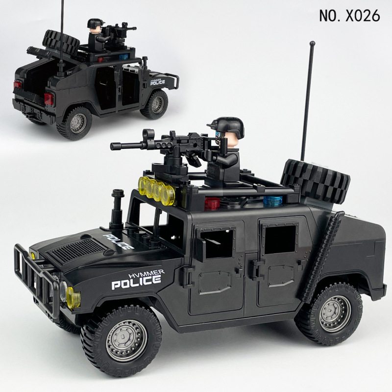 10 Hummer Vehicles Cross-Border Wholesale Hot-Selling Kidsren's Small Particle Building Blocks Assembly Toys Machine Gun Accessories Minifigure X027