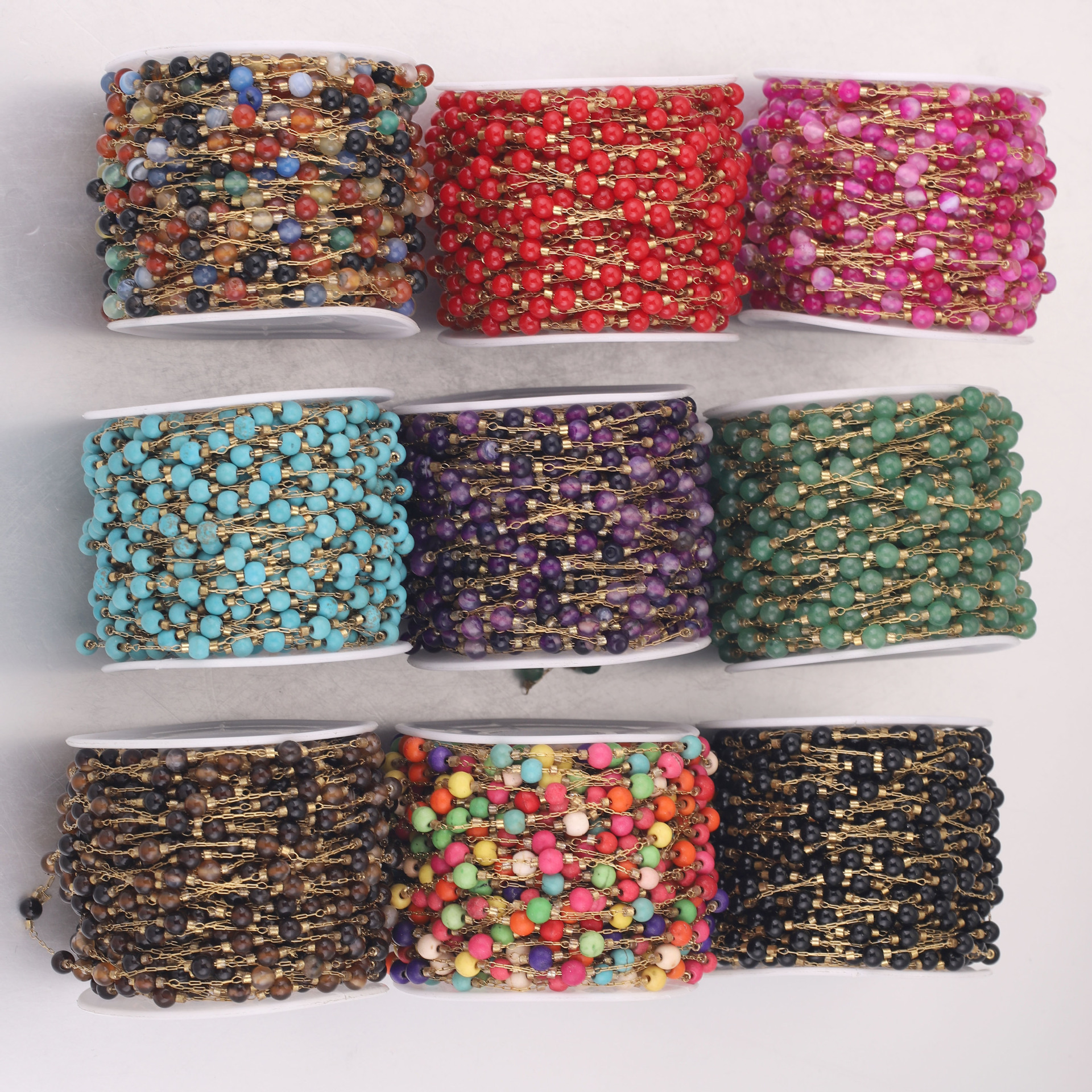 Cadena de piedra natural vacío chapado en oro de acero inoxidable cadena DIY pulsera collar suéter cadena accesorios de la joyería material