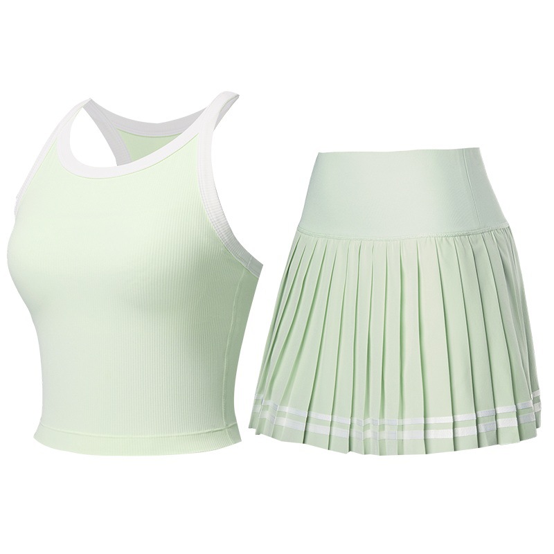 Nuevo conjunto de ropa de tenis de moda en una sola pieza de chaleco chaleco de tensión de color contraste ropa deportiva de yoga al por mayor