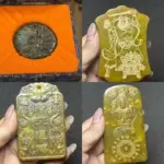 仿古岫玉多款式玉牌做旧雕刻招财进宝佛牌龙凤挂坠玉器货源批发