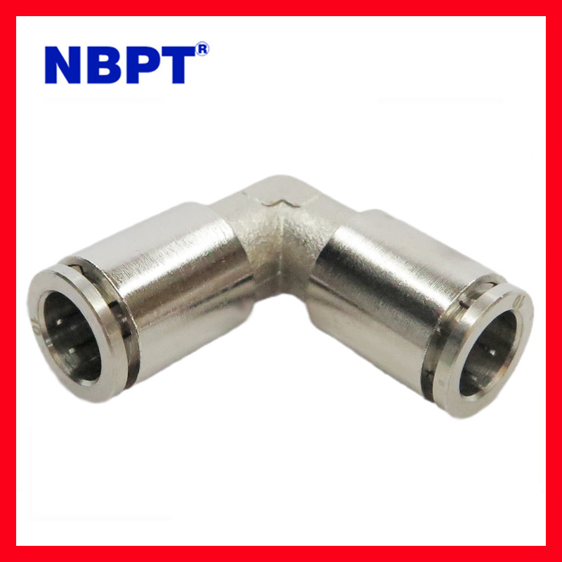 气动快插弯接头全铜镀镍直角对接90度气管快插接头气管水管弯接头