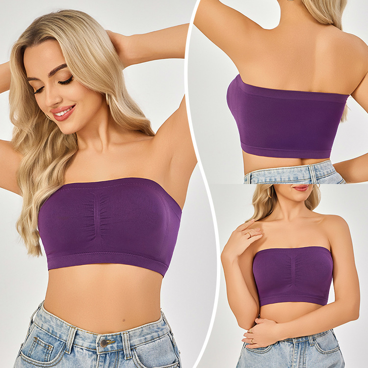 Foreign Trade Double-Layer Extended Strapless Bandeau Bra for Women 150kg Wearable with Chest Pads, Off-Shoulder Tube Top Bra, Plus Size