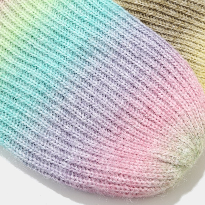 New autumn winter knitted trend gradient color tie dye warm woolen hat for children, soft and skin friendly pile cap_voghion.com