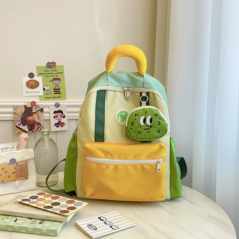 Mochila de jardín de infantes coreana, mochila pequeña para niños y niñas, 3-6 años, 9 mochilas para bebés, mochila de color de contraste de dopamina