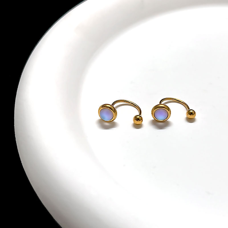 1 Piece Quantity Holiday, Daily Occasion 1 Piece Classic Style Geometric Plating 304 Stainless Steel Moonstone Drop Earrings Ear Studs