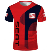 2024年外贸跨境夏季男式休闲运动短袖3D数码印花圆领上衣套头T恤