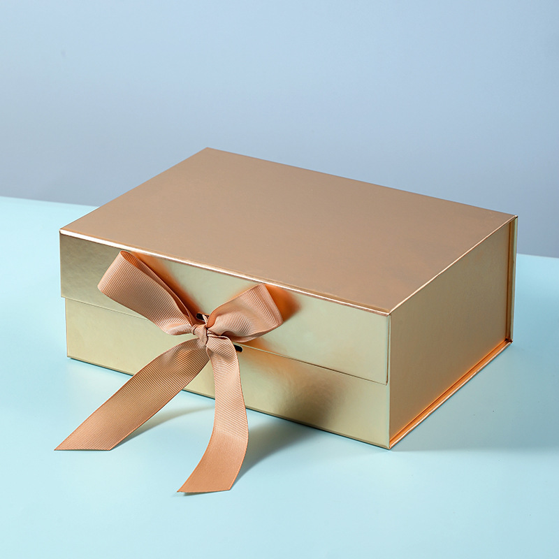 Amazon caliente venta plegable caja de regalo de una pieza arco caja de regalo color sólido Flip fiesta caja de regalo de fiesta
