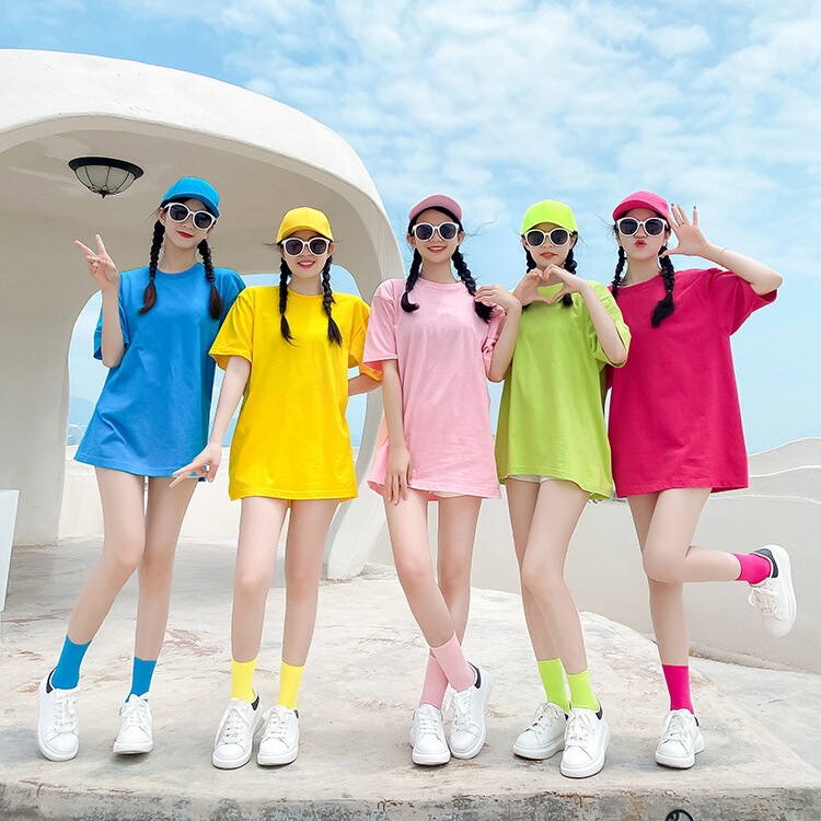 Candy-Colored T-Shirts, Group Uniforms, Customizable Performance Outfits, Colorful Best Friend Outfits, Sister Matching Sets for Summer