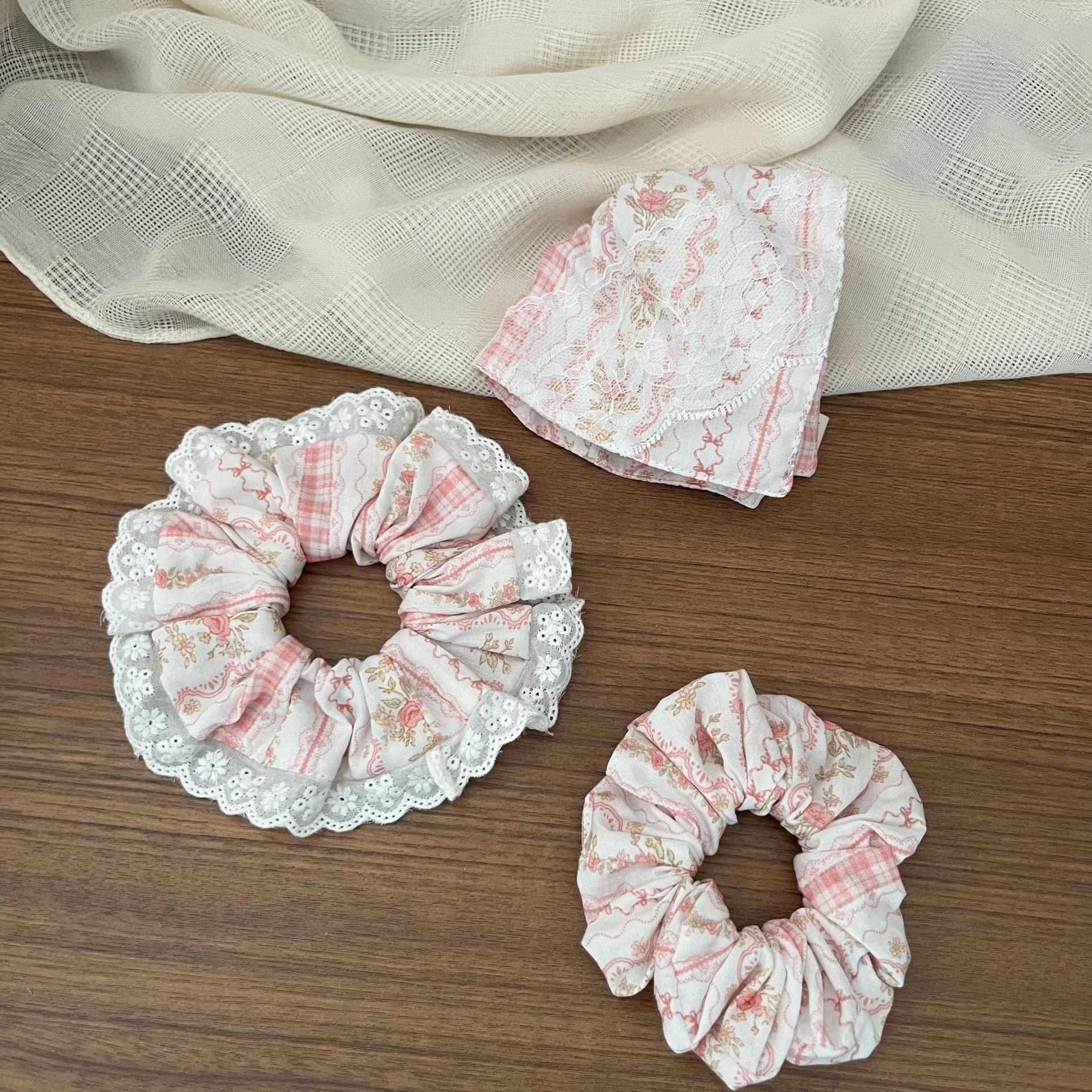 Maxi scrunchie in pizzo stile coreano elastico per coda capelli_voghion.com