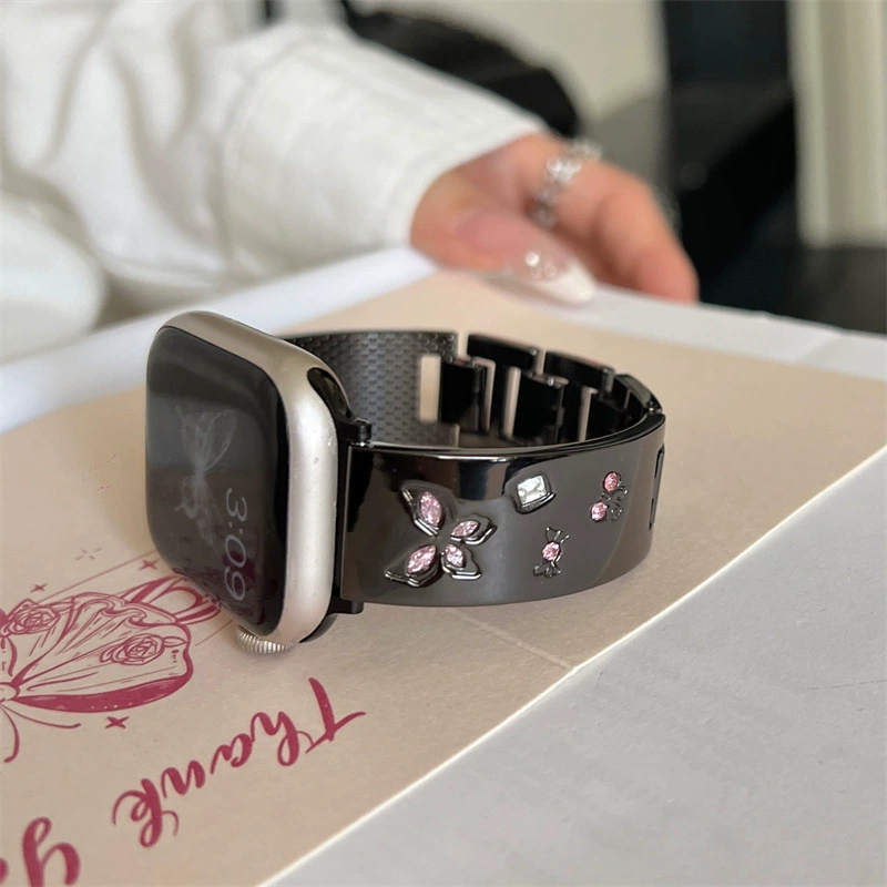 Подходящий ремень Apple S10Applewatch98765 поколения вставной засов бриллиант бабочка дизайн металлический браслет